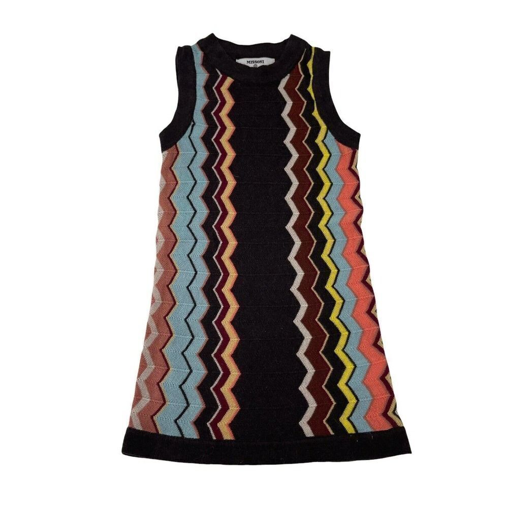 Missoni for Target Black Zigzag Knit Shift Dress with Multicolor Stripes